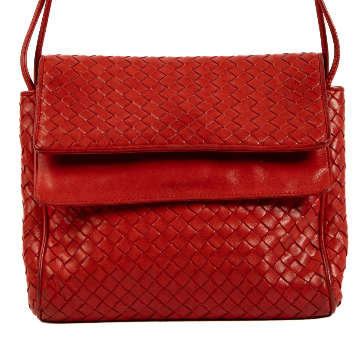 Bottega Veneta Vintage Red Intrecciato Shoulder Bag