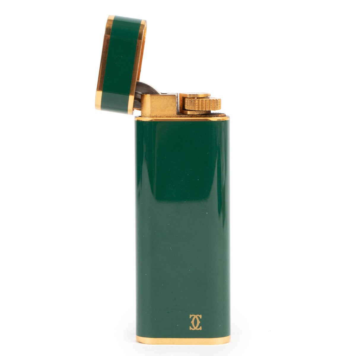 Cartier Racing Green Laque De Chine Gold Plated Lighter