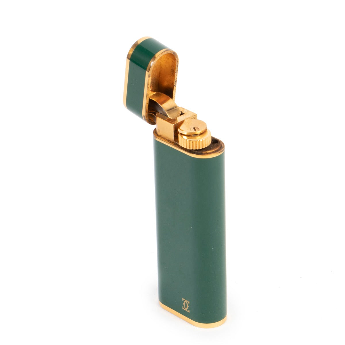 Cartier Racing Green Laque De Chine Gold Plated Lighter
