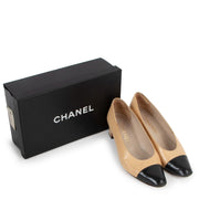 Chanel Beige Black Toe Vintage Pumps