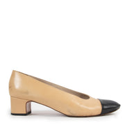 Chanel Beige Black Toe Vintage Pumps