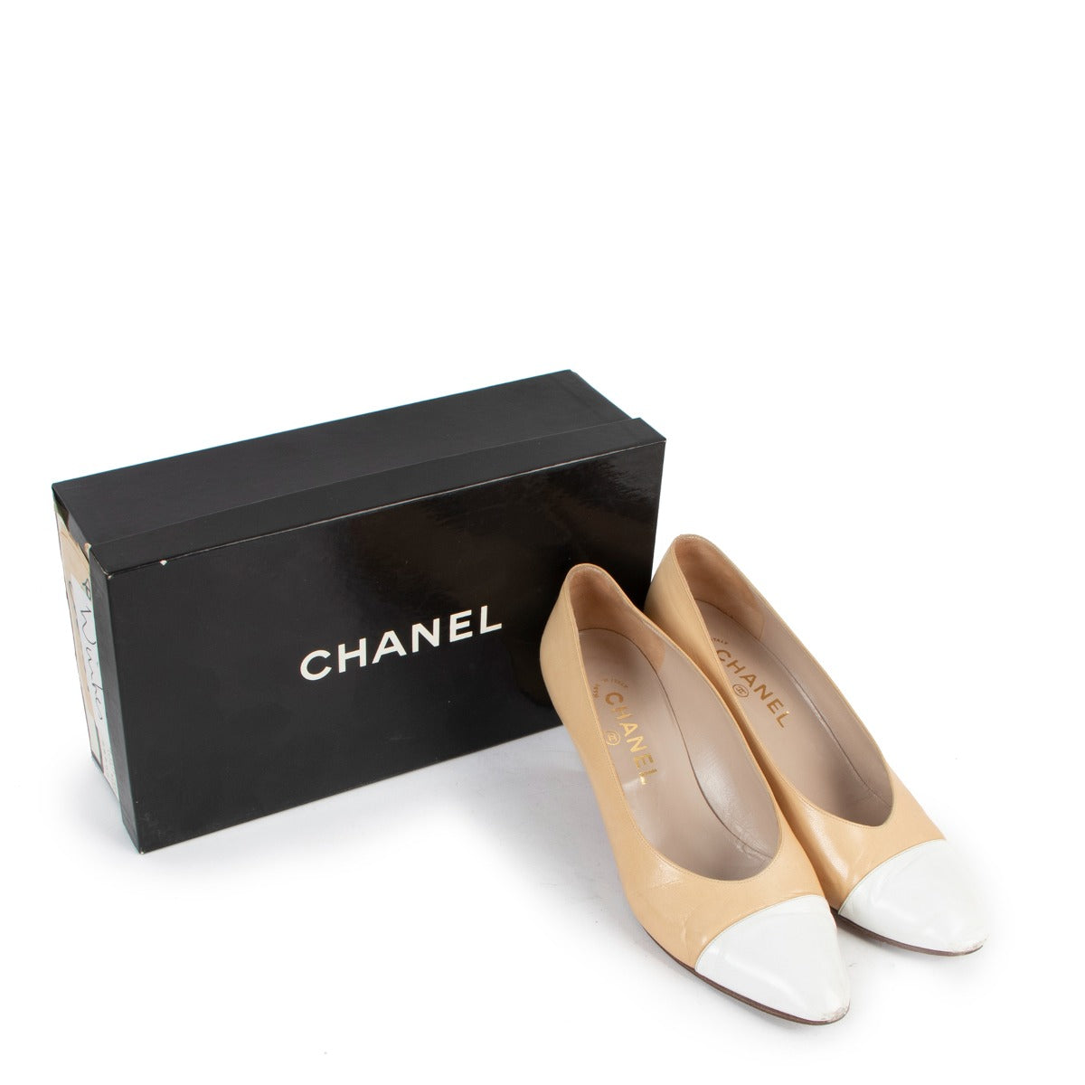Chanel Beige White Toe Vintage Pumps