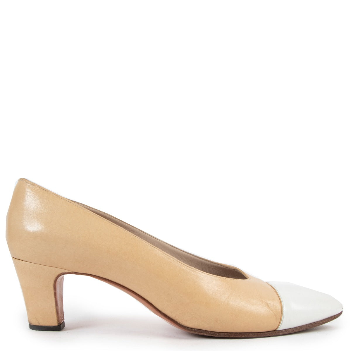 Chanel Beige White Toe Vintage Pumps