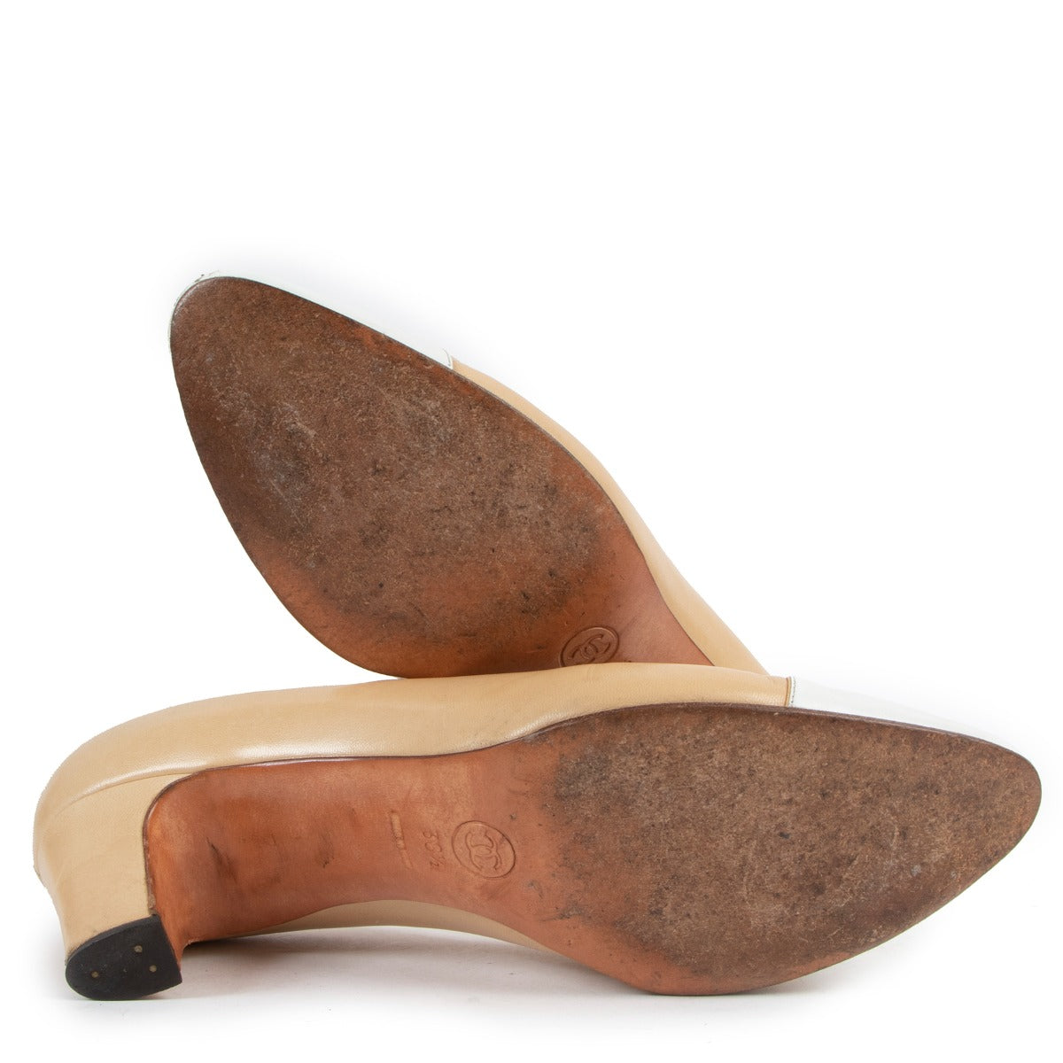 Chanel Beige White Toe Vintage Pumps