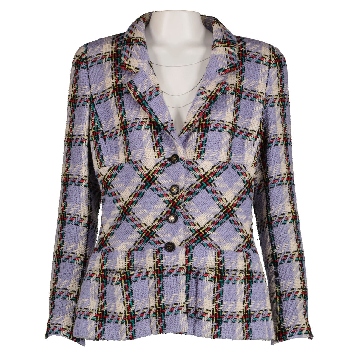 Spring 1995 Chanel 95P Lavender Plaid Tweed Jacket