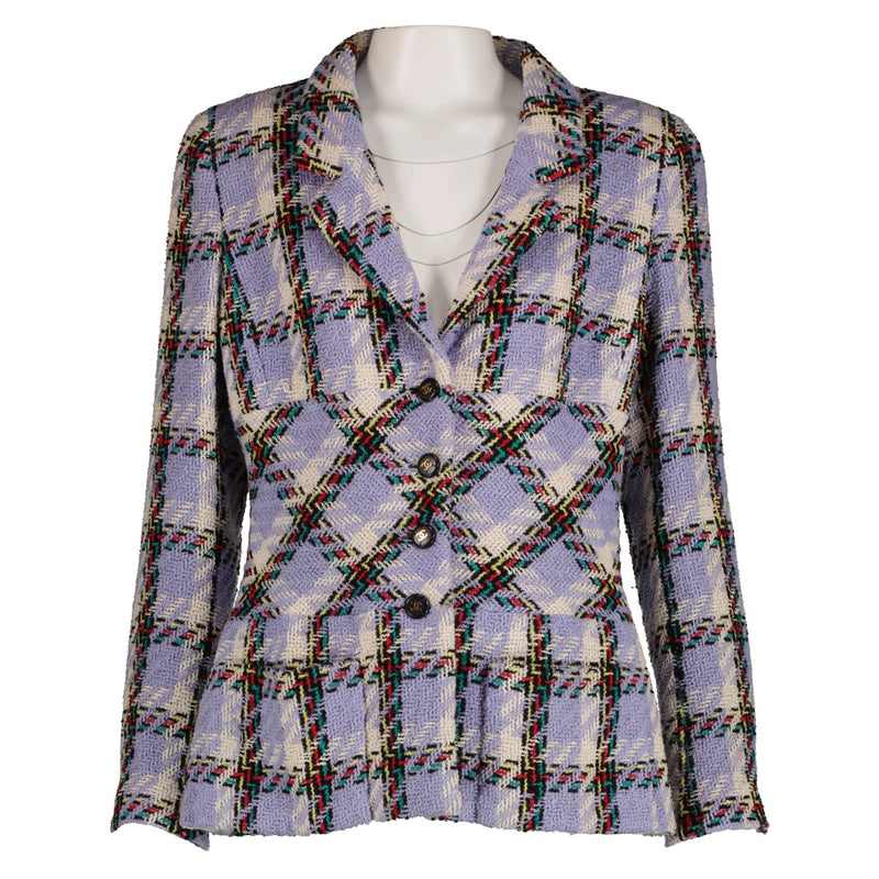 Spring 1995 Chanel 95P Lavender Plaid Tweed Jacket