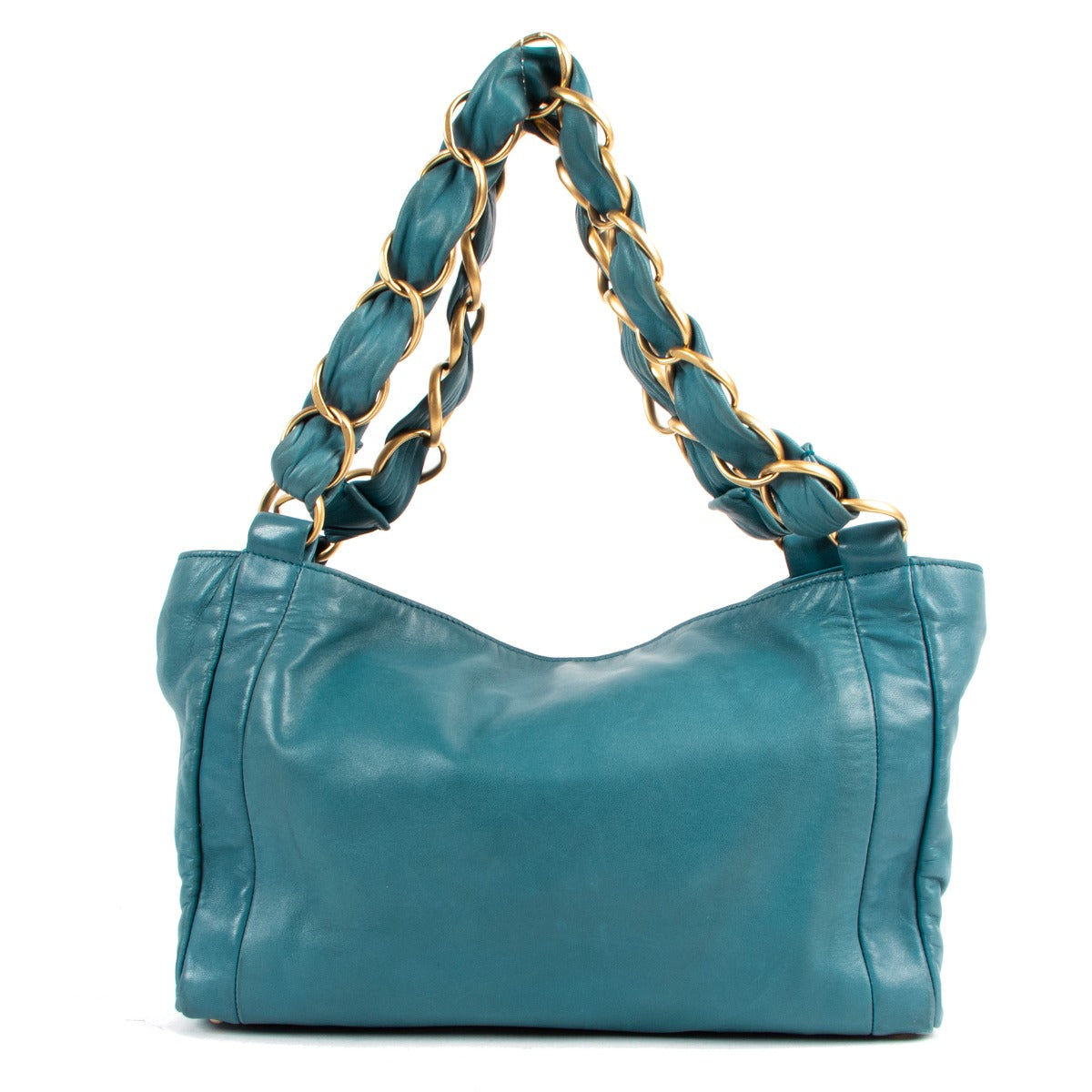 Buy online an authentic second hand Chanel Blue Lambskin Olsen Shoulder Bag in very good condition at Labellov.