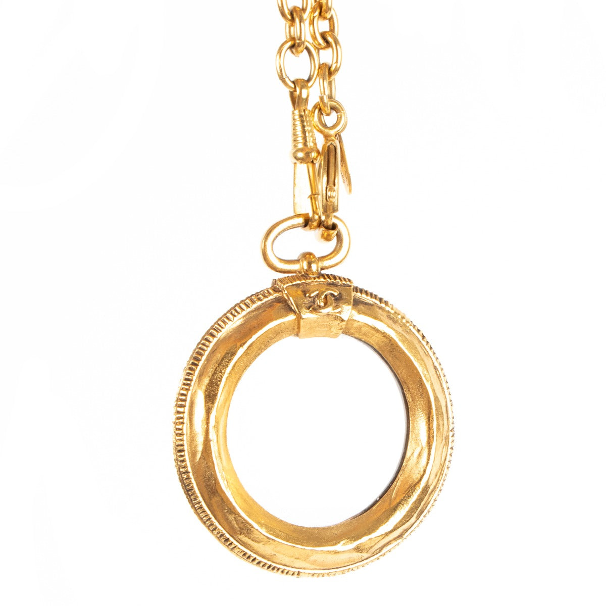 luxury designer vintage Chanel '90s Magnifying Glass Pendant Chain Necklace at labellov