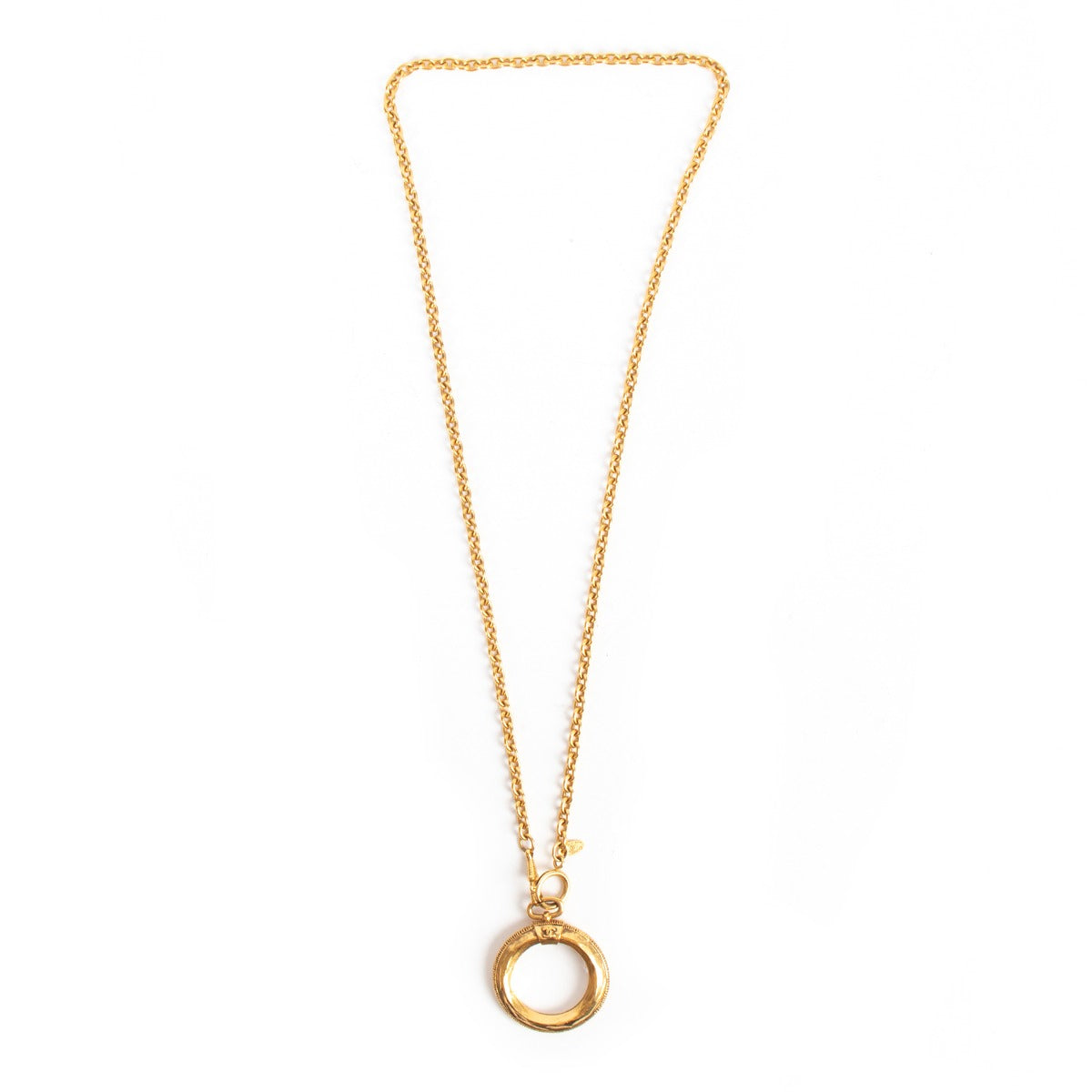 luxury designer vintage Chanel '90s Magnifying Glass Pendant Chain Necklace at labellov