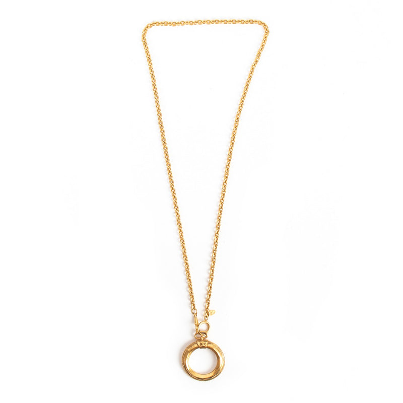 luxury designer vintage Chanel '90s Magnifying Glass Pendant Chain Necklace at labellov