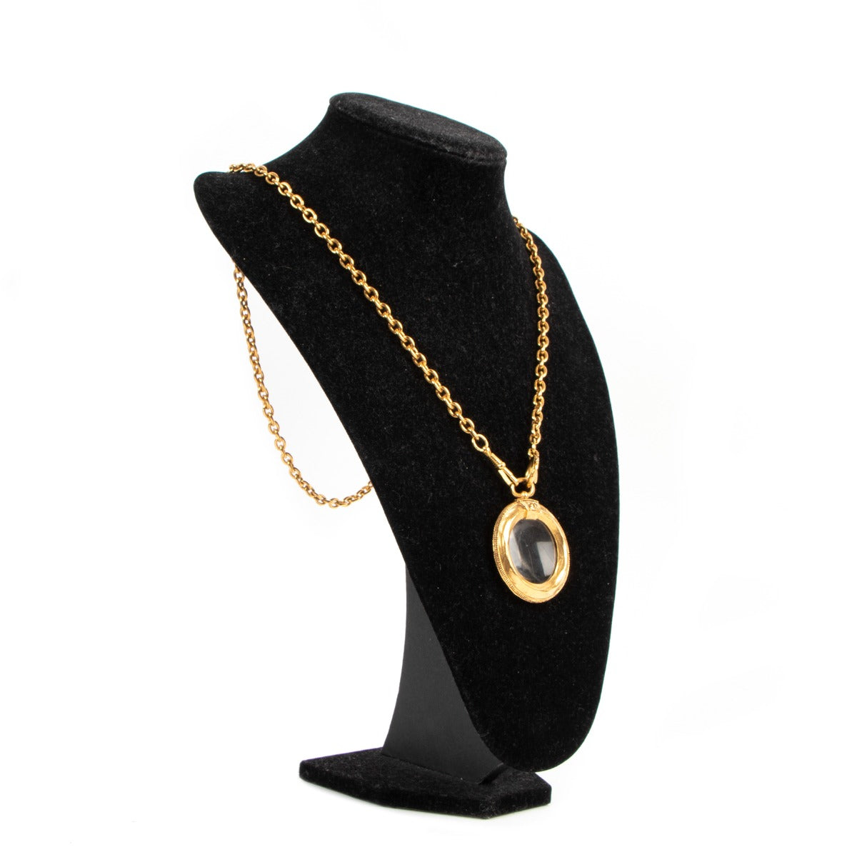 luxury designer vintage Chanel '90s Magnifying Glass Pendant Chain Necklace at labellov