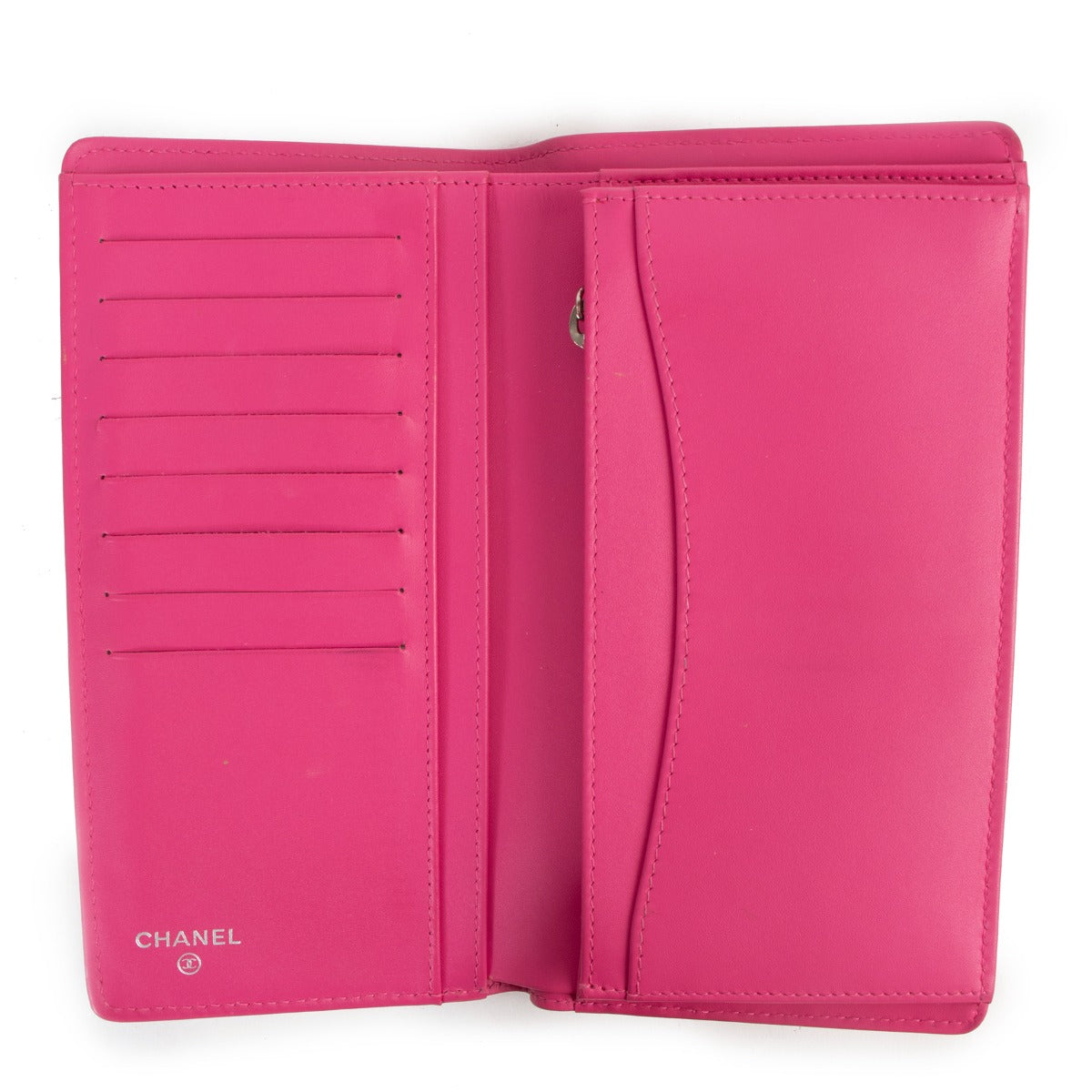 Chanel Hot Pink Quilted Caviar Leather Long Wallet
