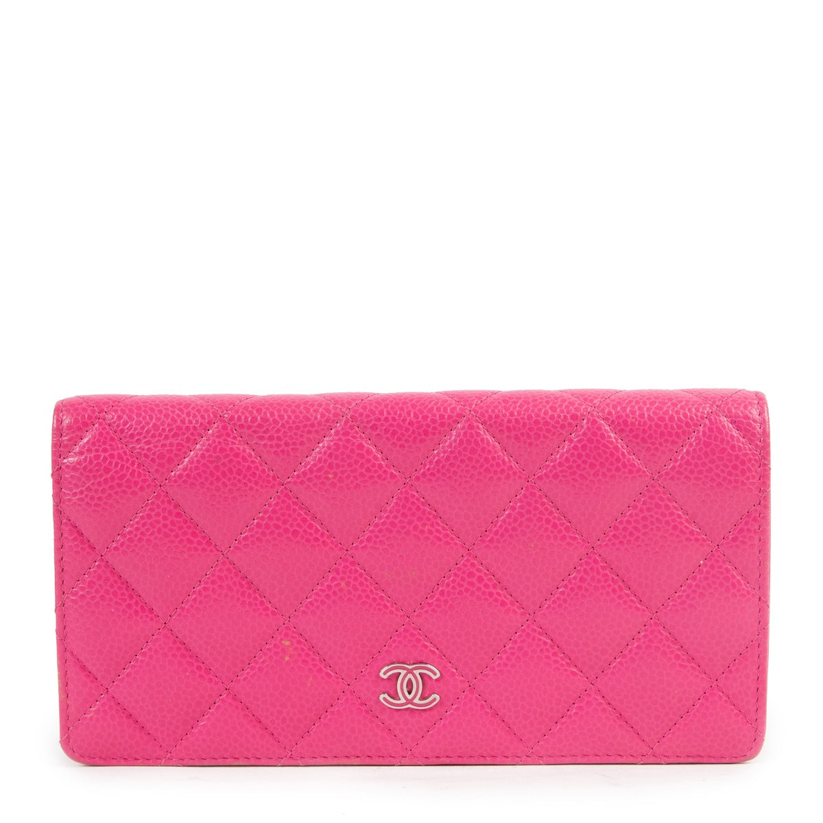 Chanel Hot Pink Quilted Caviar Leather Long Wallet