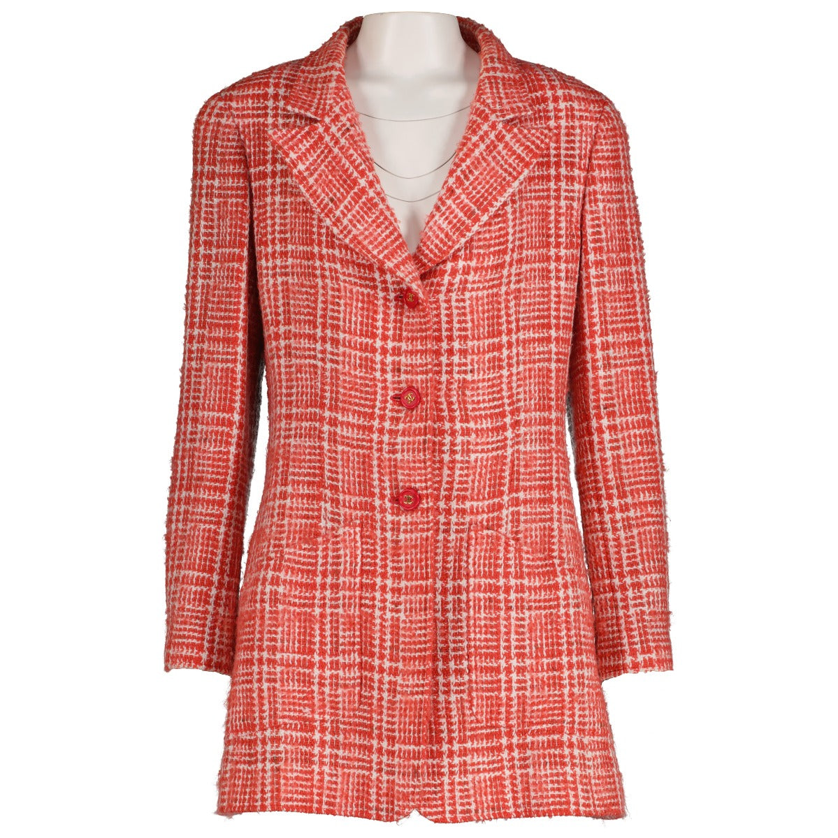 Chanel 97P Red Tweed Long Jacket