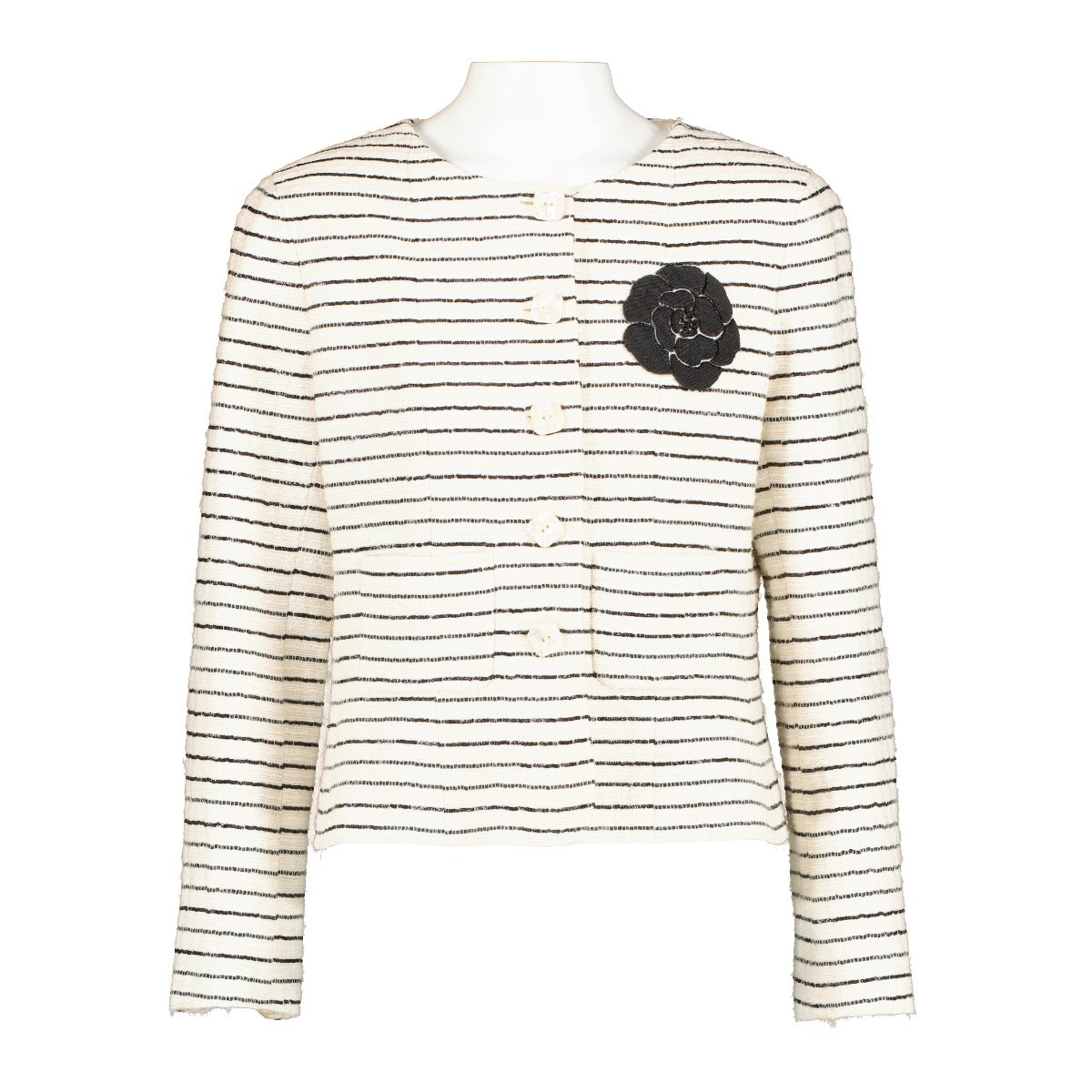 Chanel Cruise 2001 Beige Camellia Tweed Jacket