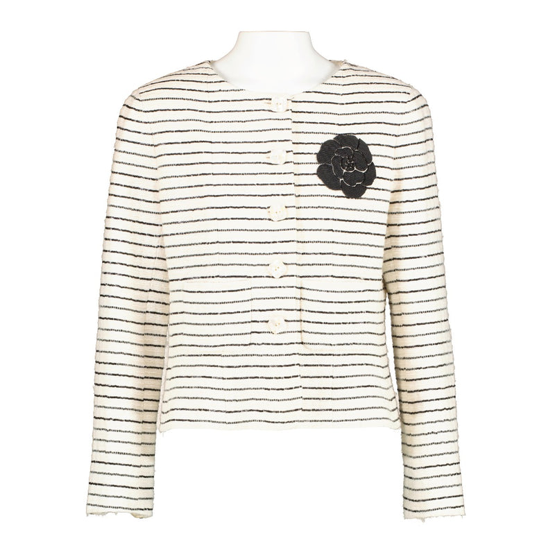 Chanel Cruise 2001 Beige Camellia Tweed Jacket