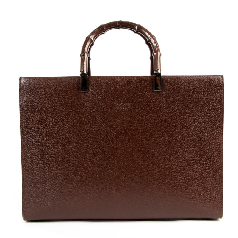 Buy authentic second hand Gucci Brown Leather Bamboo Top Handle Bag in good condition at Labellov in Antwerp.