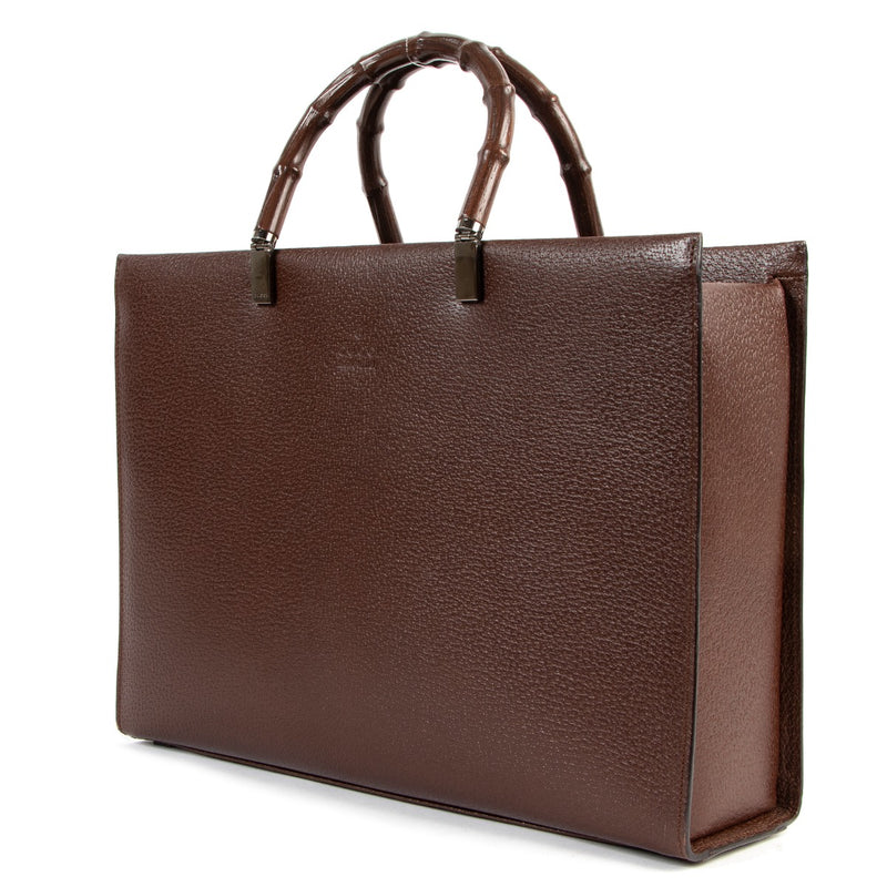 Buy authentic second hand Gucci Brown Leather Bamboo Top Handle Bag in good condition at Labellov in Antwerp.