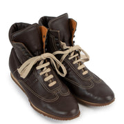 Hermès Dark Brown Leather Quick High Top Sneakers - Size 38