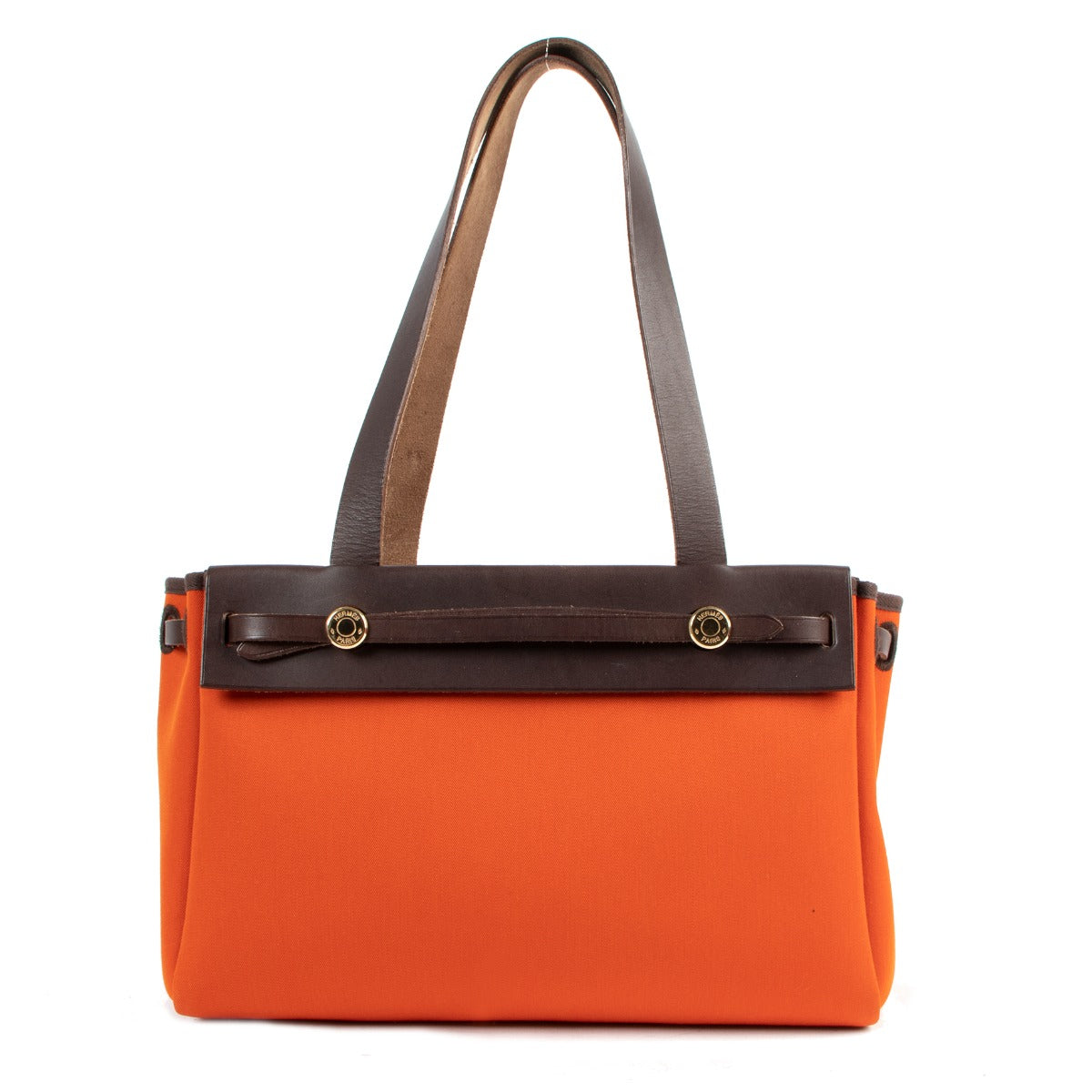 Hermès Orange/Red Herbag Cabas 2-In-1 Tote Bag