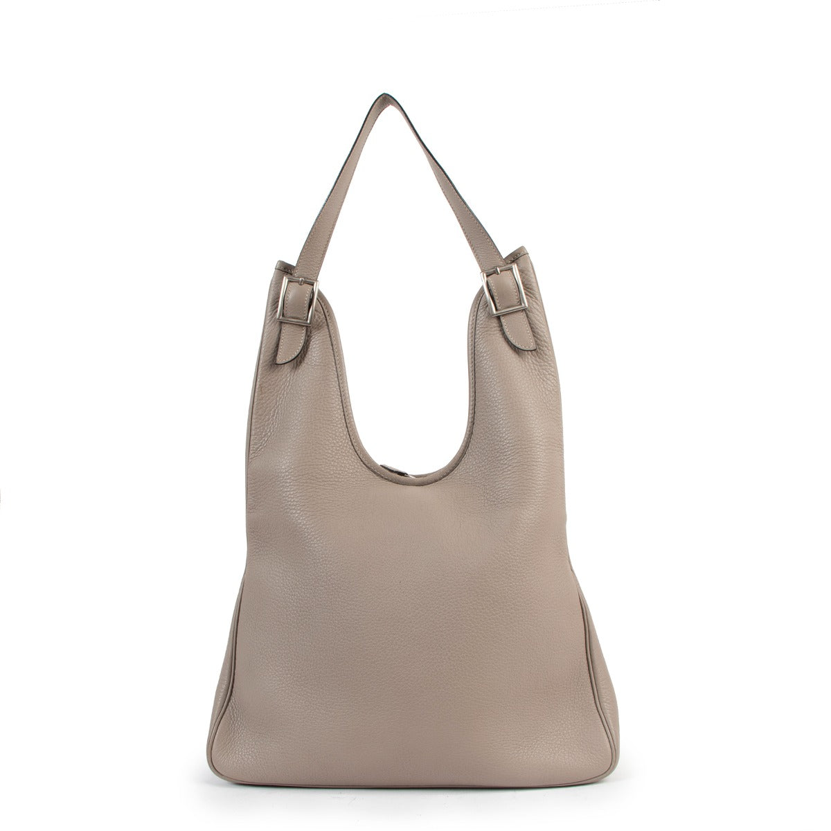 Buy online authentic second hand Hermès Taupe Clemence Massai PM Shoulder bag in very good condition at Labellov in Antwerp