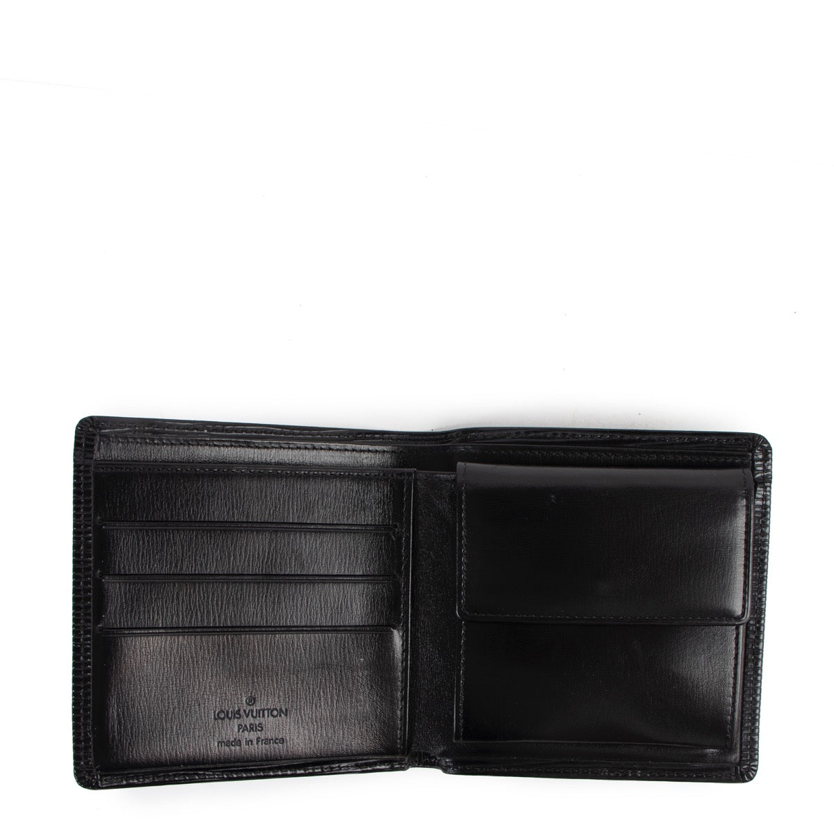 Shop safe online at Labellov in Antwerp this 100% authentic second hand Louis Vuitton Black Epi Leather Flap Wallet
