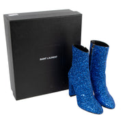We buy and sell your authentic preloved Saint Laurent Lou 95 Blue Glitter Ankle Boots - Size 38