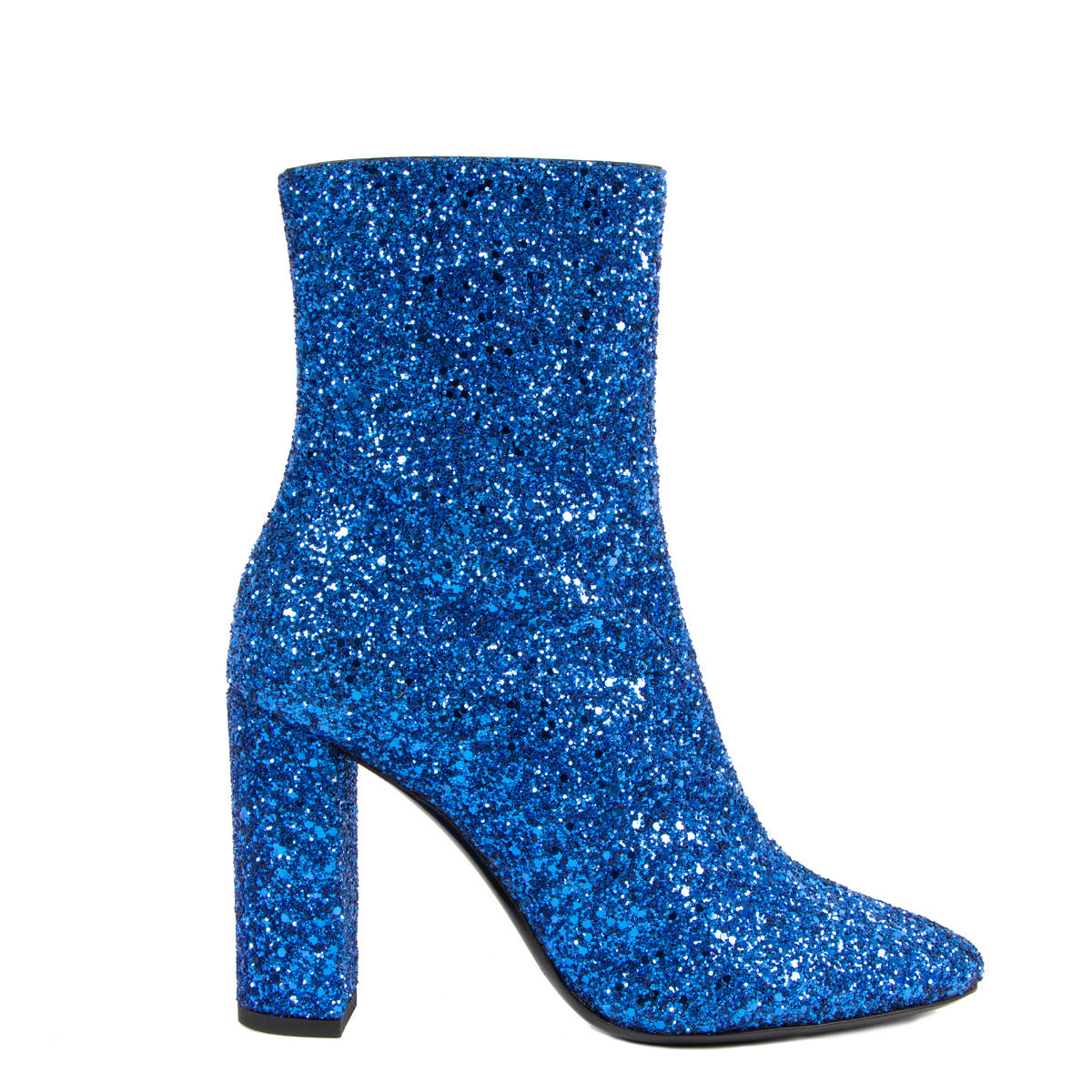 Saint Laurent Lou 95 Blue Glitter Ankle Boots - Size 38 for the best price at Labellov secondhand luxury in Antwerp