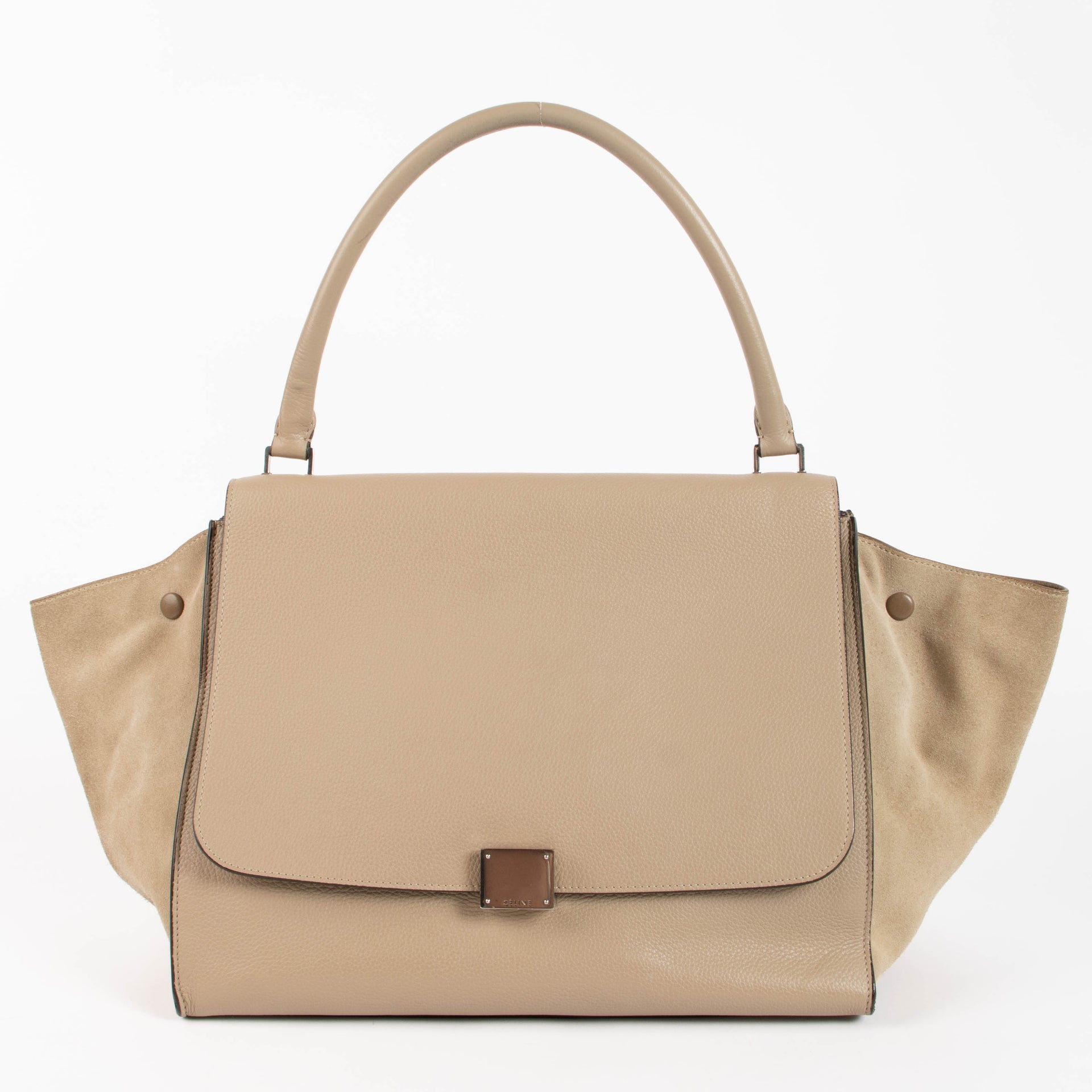 Celine Beige Suede Leather Large Trapeze Bag