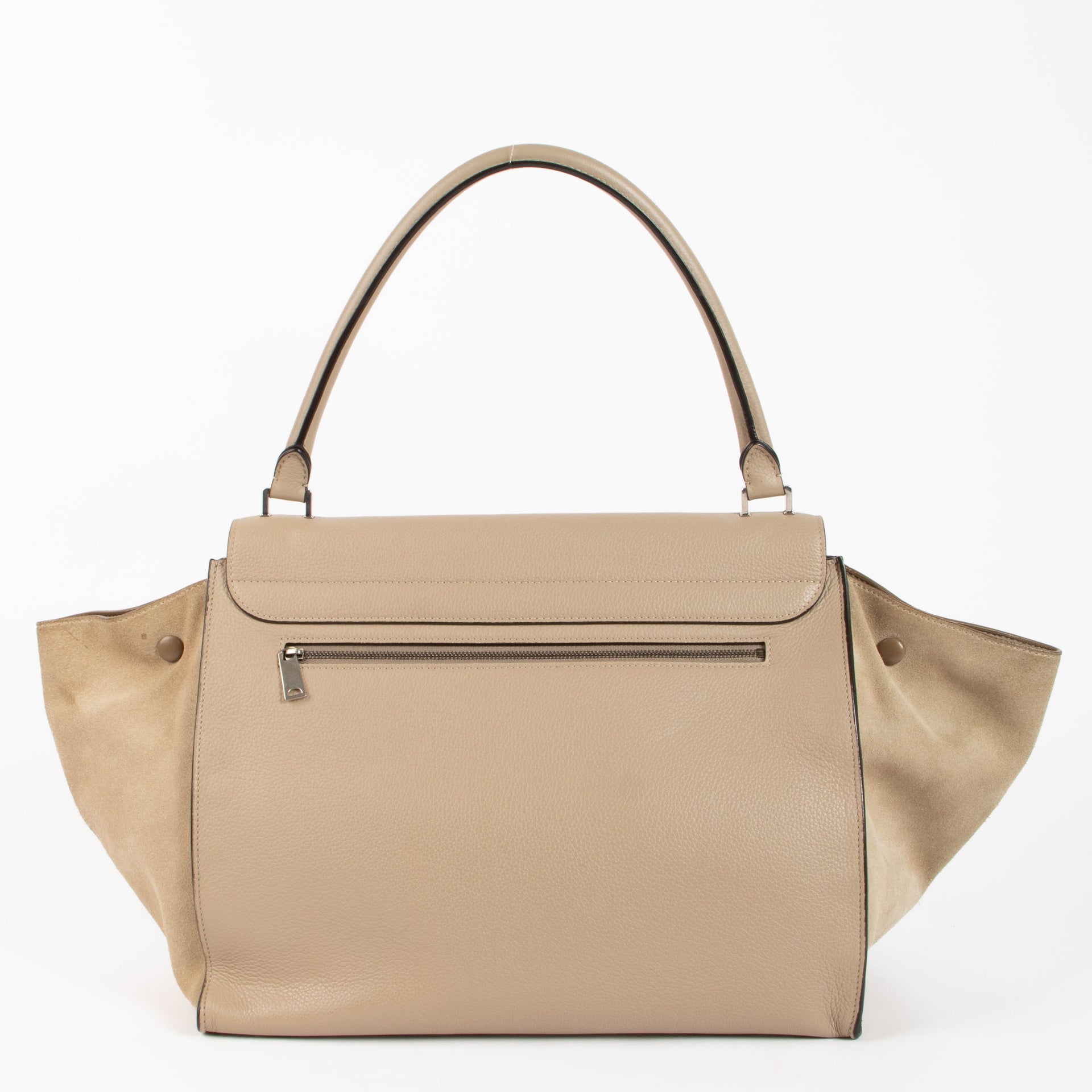 Celine Beige Suede Leather Large Trapeze Bag
