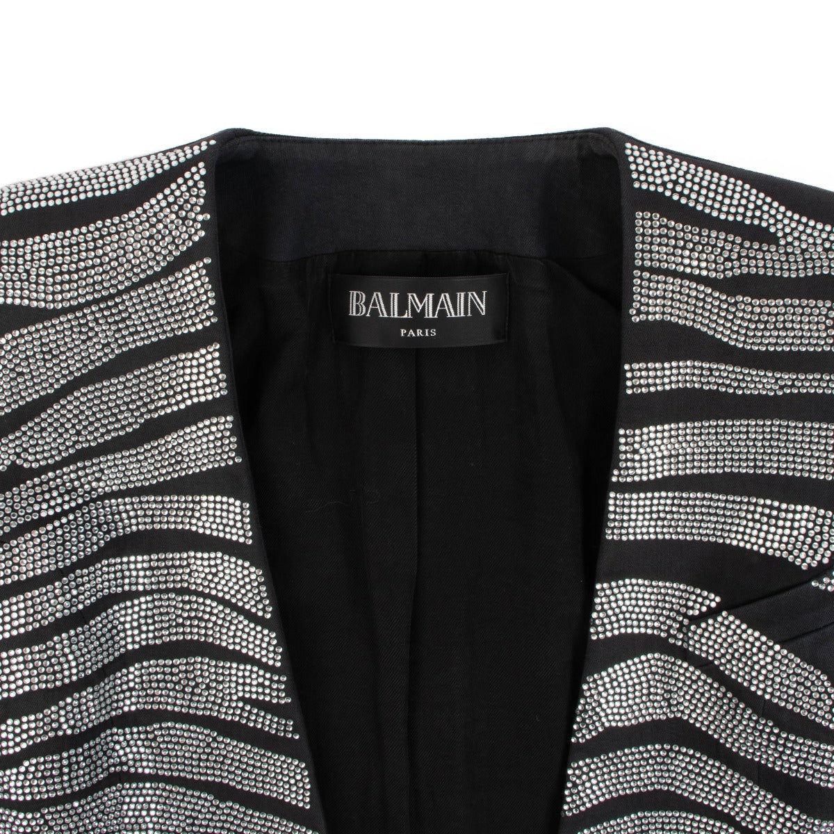 Balmain Veste Zèbre Noire Ornée de Cristaux - Taille 38