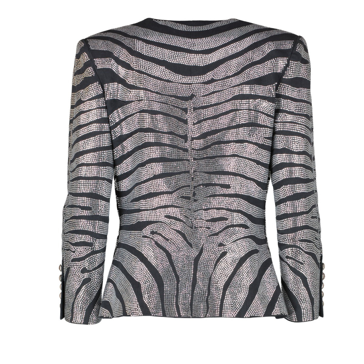 Balmain Black Crystal Embellished Zebra Jacket