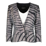 Balmain Black Crystal Embellished Zebra Jacket