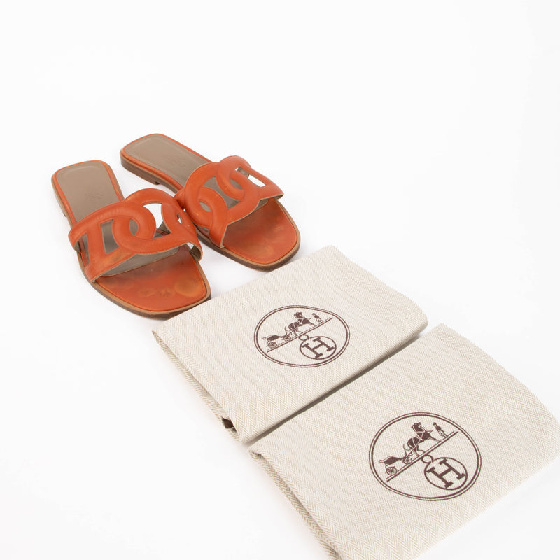 Hermes Orange Aloha Sandals - Size 38