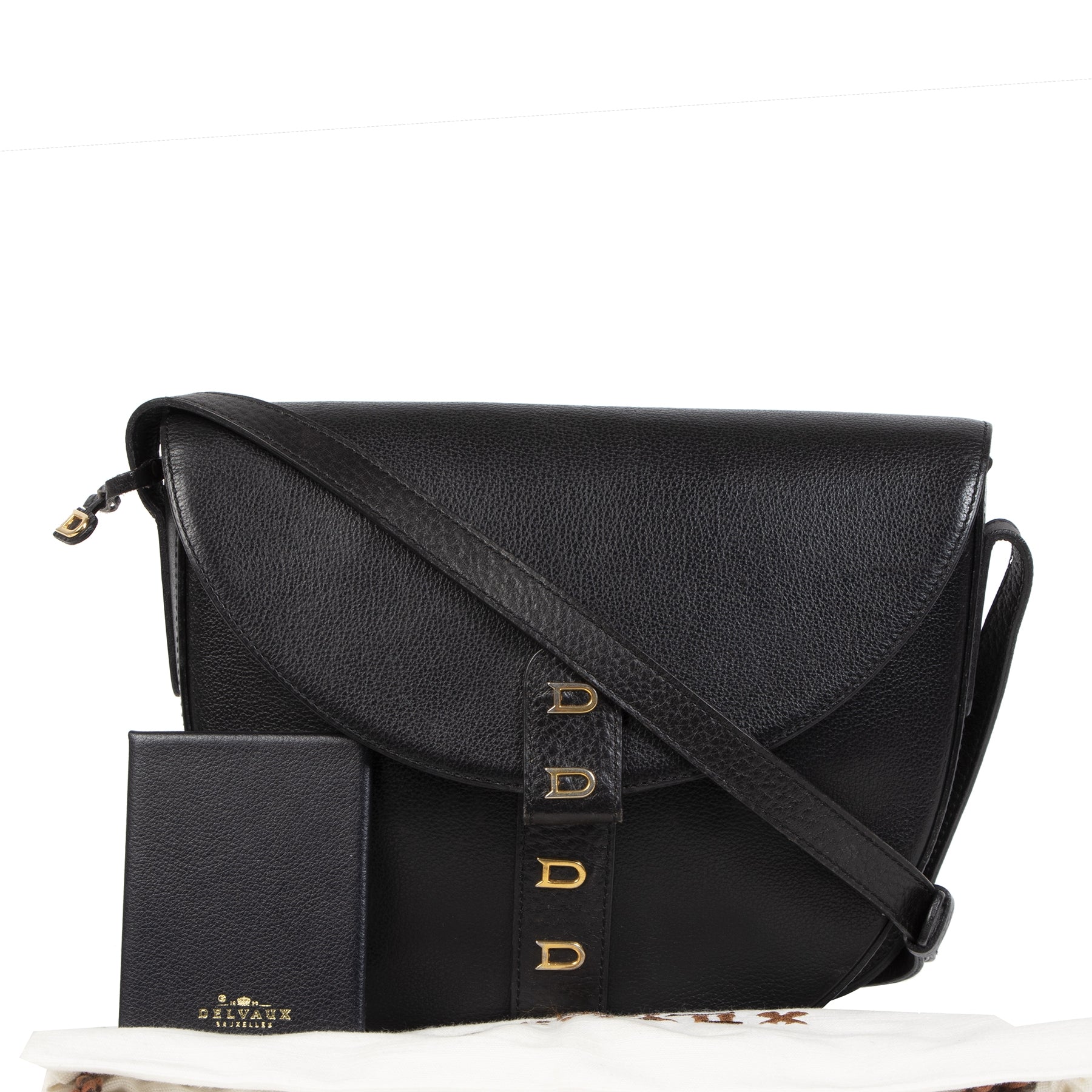 Authentic secondhand Delvaux Black Leather Crossbody Bag designer brands designer bags fashion luxury vintage webshop safe secure online shopping worldwide shipping