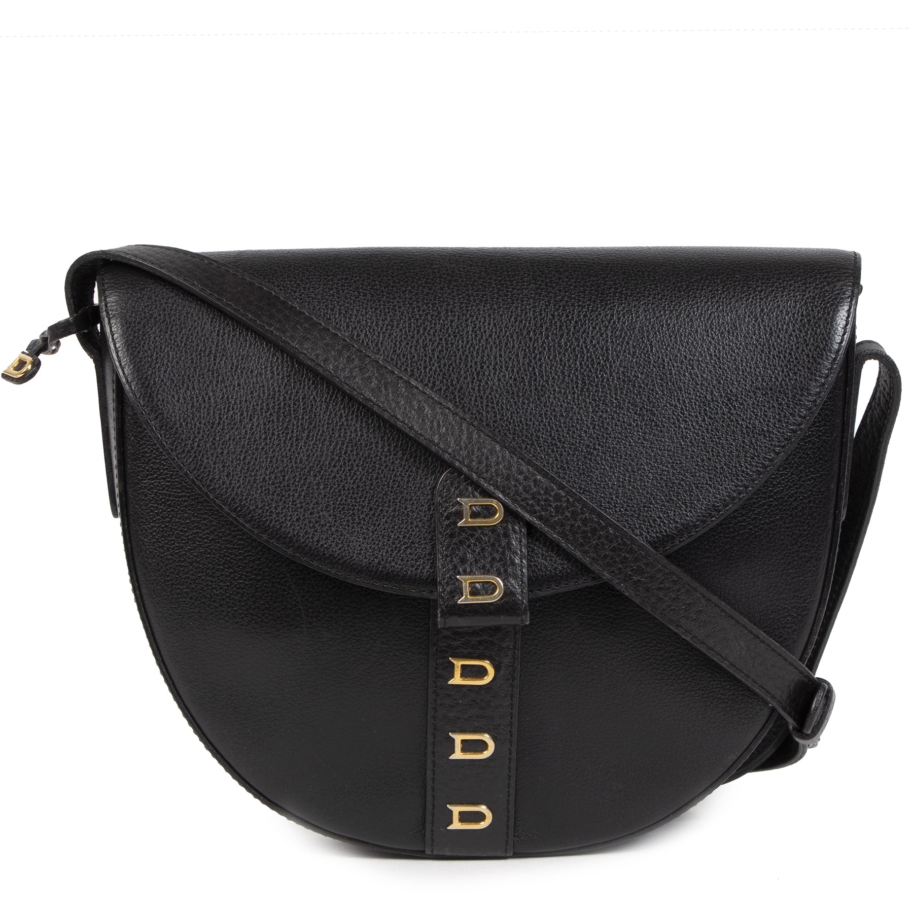 Authentieke Tweedehands Delvaux Black Leather Crossbody Bag juiste prijs veilig online shoppen luxe merken webshop winkelen Antwerpen België mode fashion