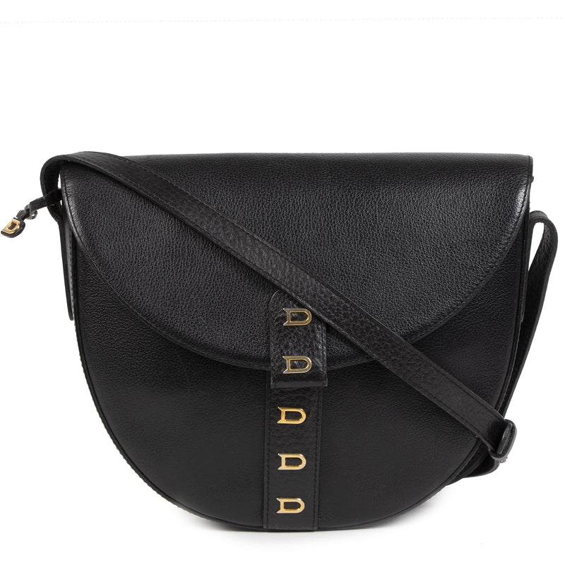 Authentieke Tweedehands Delvaux Black Leather Crossbody Bag juiste prijs veilig online shoppen luxe merken webshop winkelen Antwerpen België mode fashion