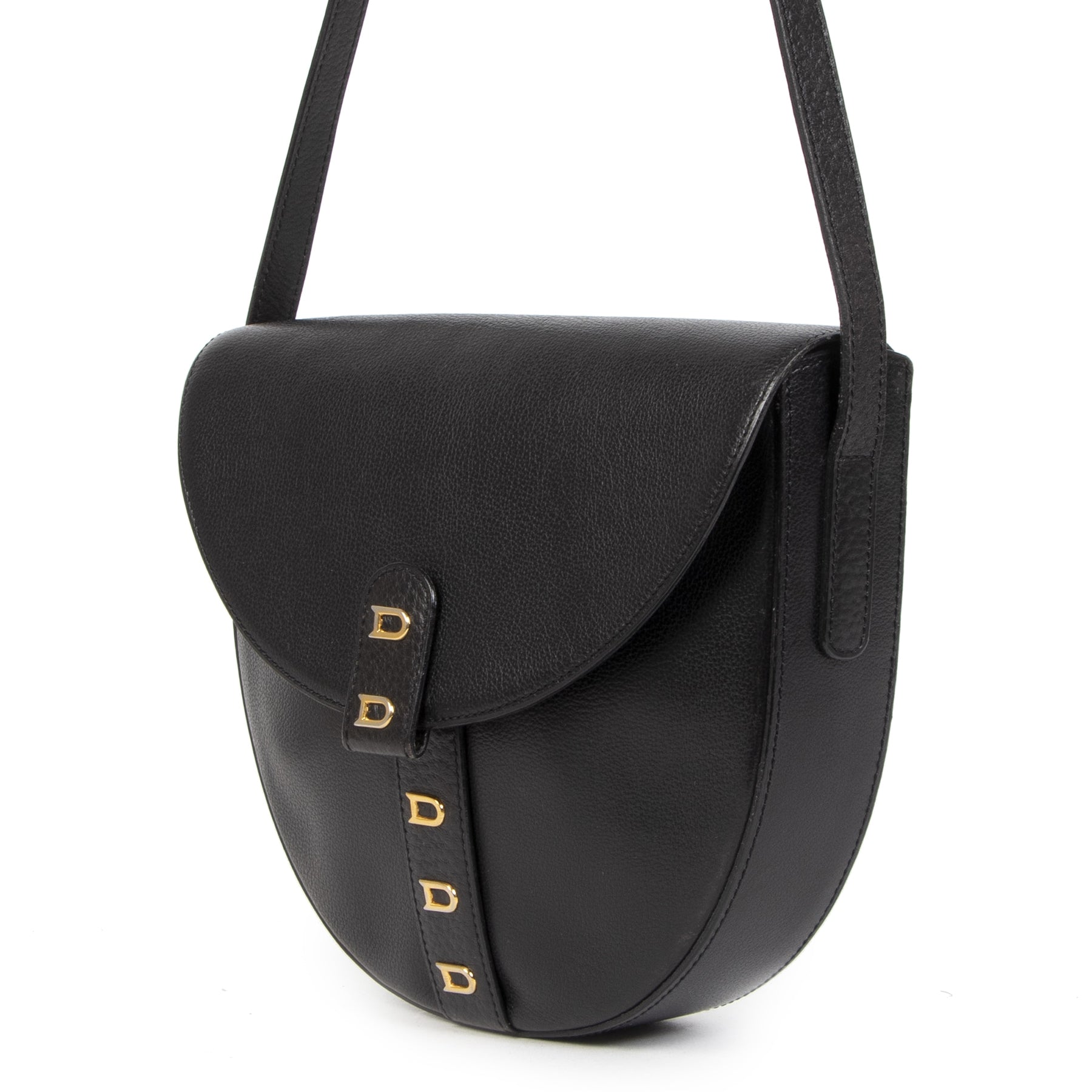 Authentic secondhand Delvaux Black Leather Crossbody Bag designer brands designer bags fashion luxury vintage webshop safe secure online shopping worldwide shipping