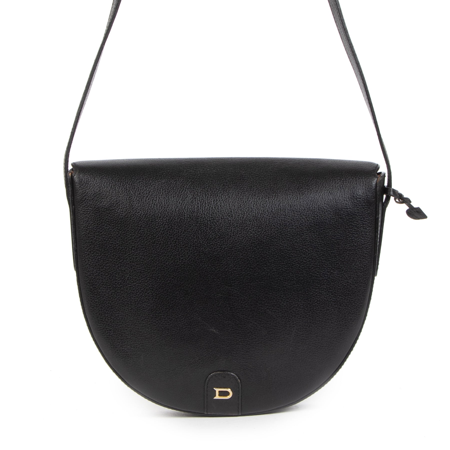 Authentieke Tweedehands Delvaux Black Leather Crossbody Bag juiste prijs veilig online shoppen luxe merken webshop winkelen Antwerpen België mode fashion