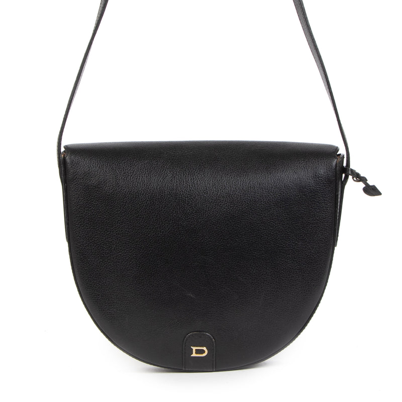 Authentieke Tweedehands Delvaux Black Leather Crossbody Bag juiste prijs veilig online shoppen luxe merken webshop winkelen Antwerpen België mode fashion