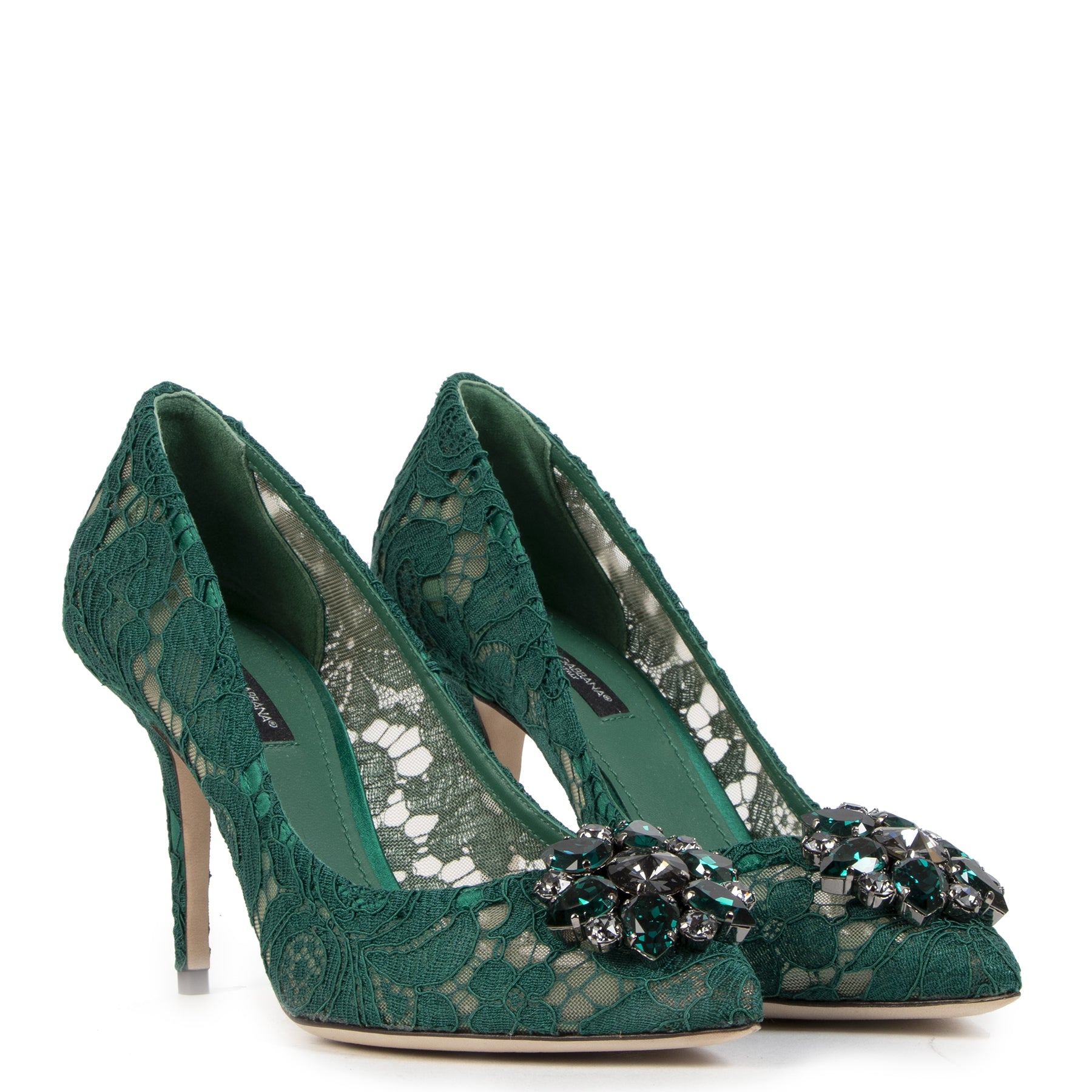 Authentieke Tweedehands Dolce & Gabbana Taormina Crystal Lace Pumps - Size 38 juiste prijs veilig online shoppen luxe merken webshop winkelen Antwerpen België mode fashion