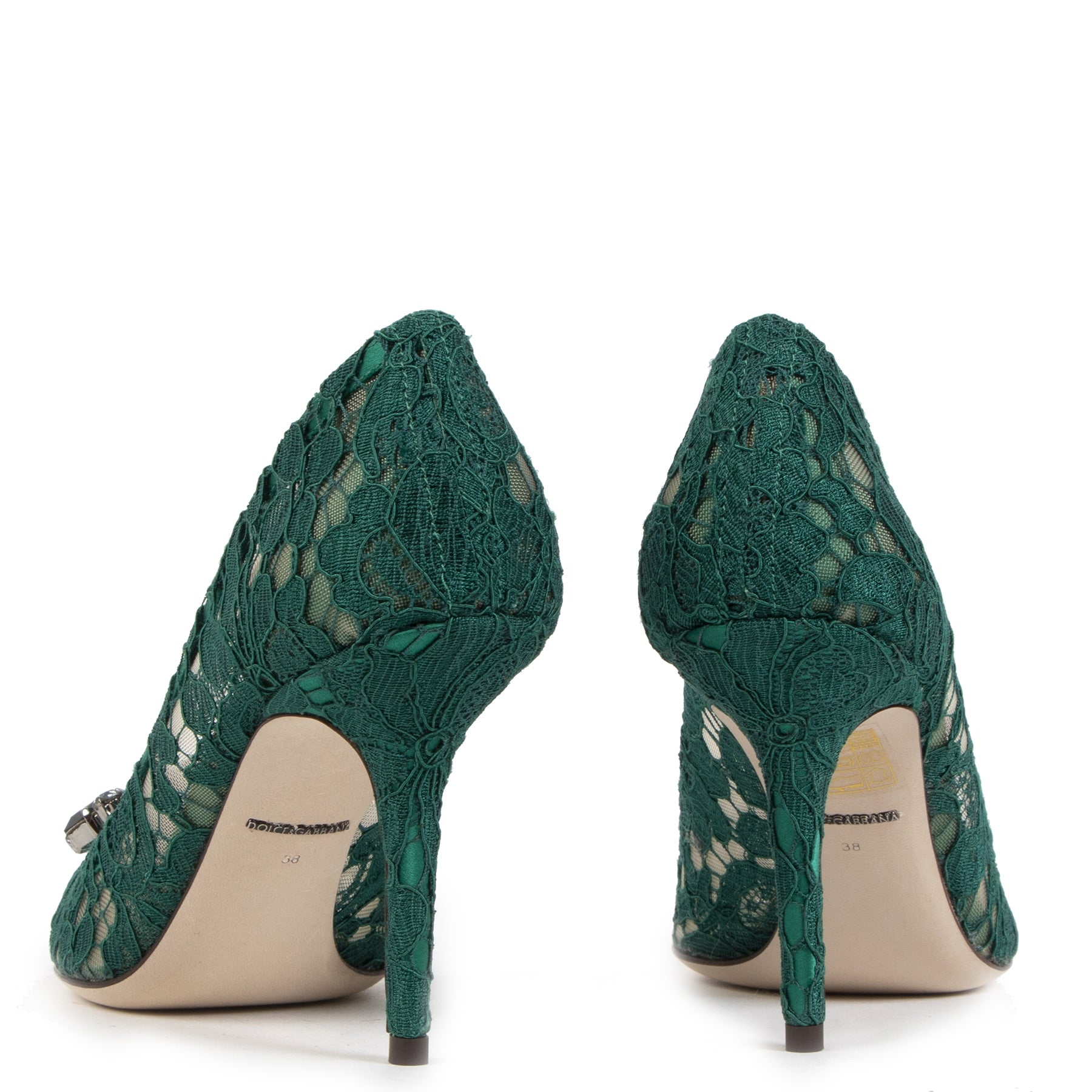Authentieke Tweedehands Dolce & Gabbana Taormina Crystal Lace Pumps - Size 38 juiste prijs veilig online shoppen luxe merken webshop winkelen Antwerpen België mode fashion