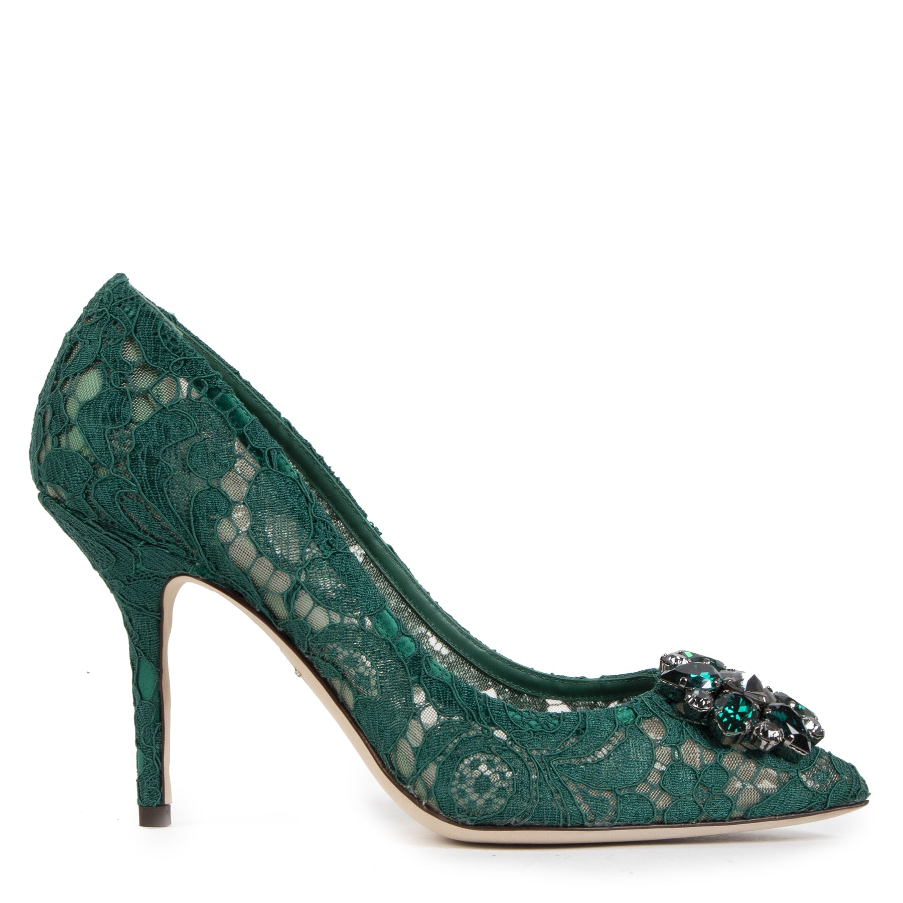 Authentieke Tweedehands Dolce & Gabbana Taormina Crystal Lace Pumps - Size 38 juiste prijs veilig online shoppen luxe merken webshop winkelen Antwerpen België mode fashion