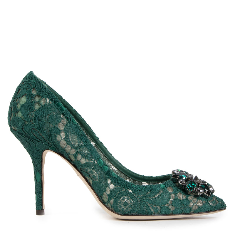 Authentieke Tweedehands Dolce & Gabbana Taormina Crystal Lace Pumps - Size 38 juiste prijs veilig online shoppen luxe merken webshop winkelen Antwerpen België mode fashion