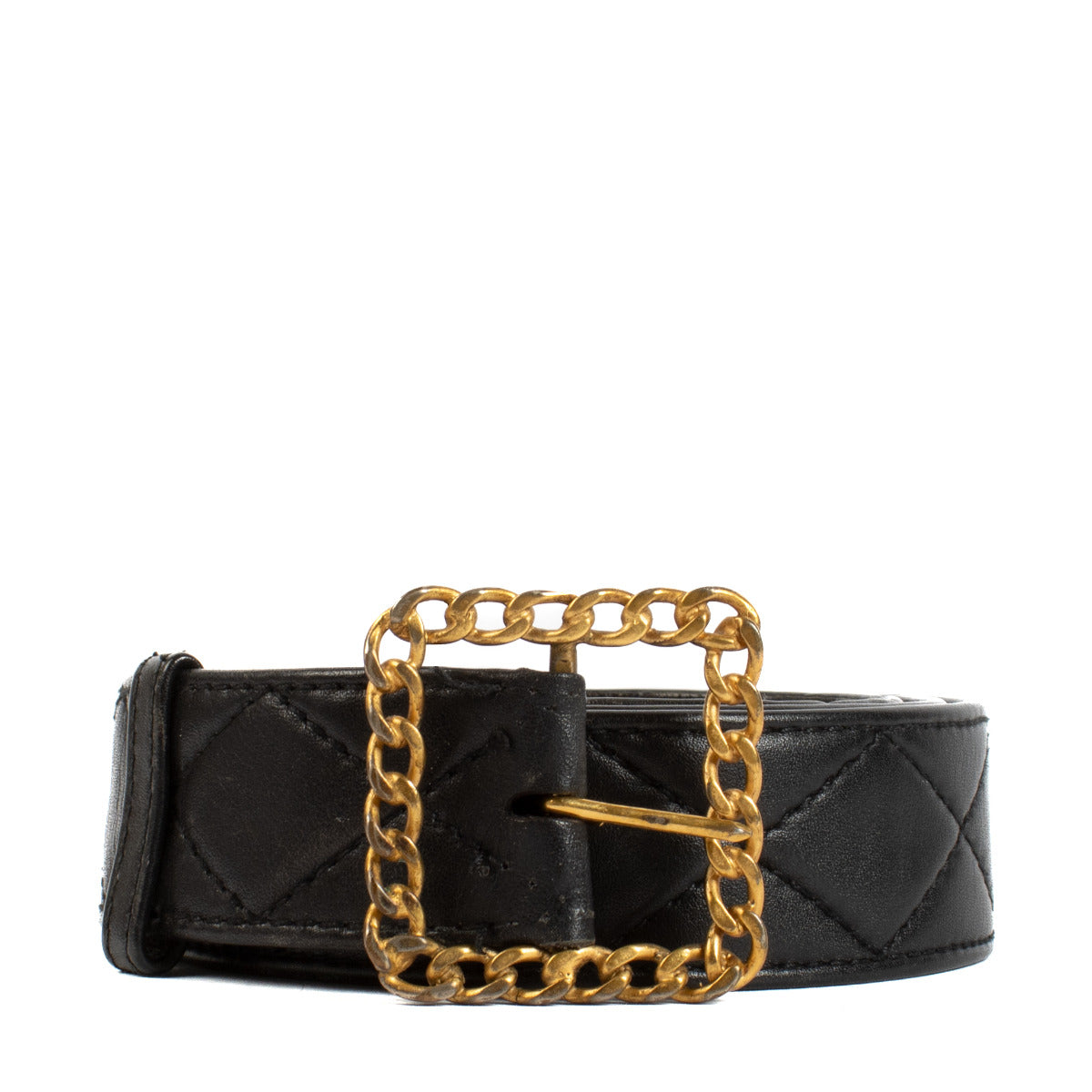 Chanel 93P Black Leather Belt - 90