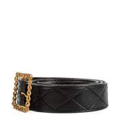 Chanel 93P Black Leather Belt - 90