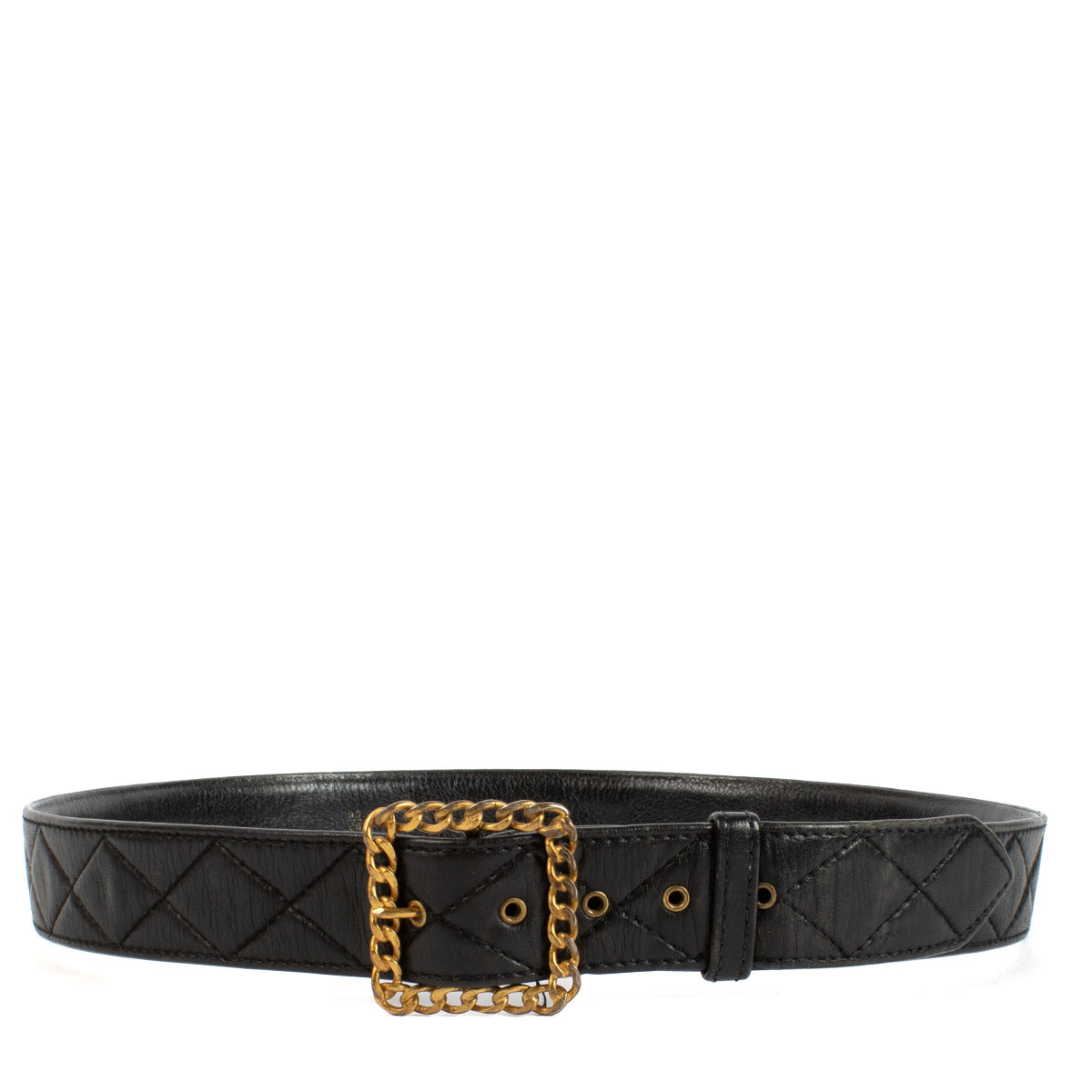 Chanel 93P Black Leather Belt