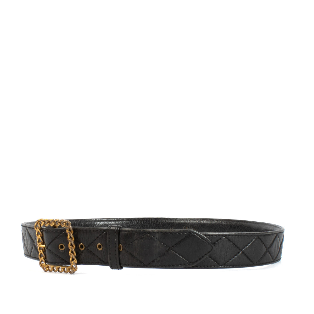 Chanel 93P Zwart Lederen Riem - Maat 90
