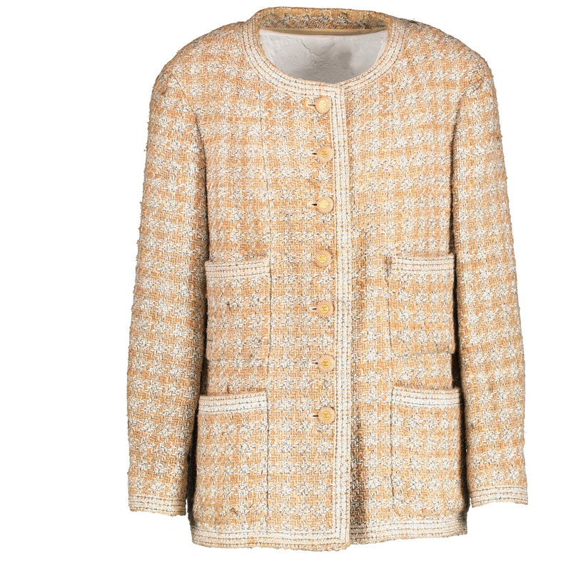 Chanel 93P Runway Beige Tweed Jacket/Skirt Set