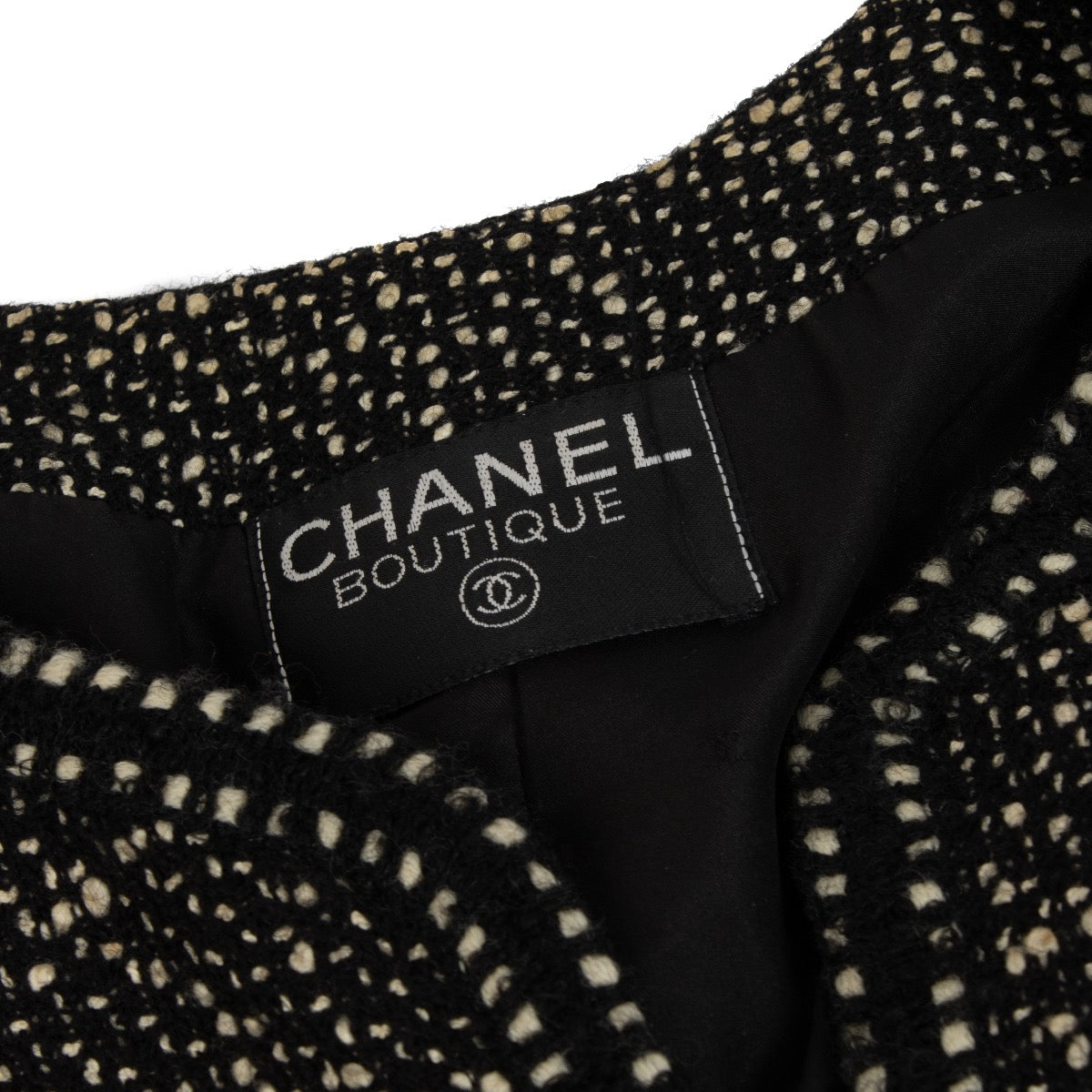 Buy authentic second hand Chanel Black and White Tweed Classic Jacket at Labellov.com